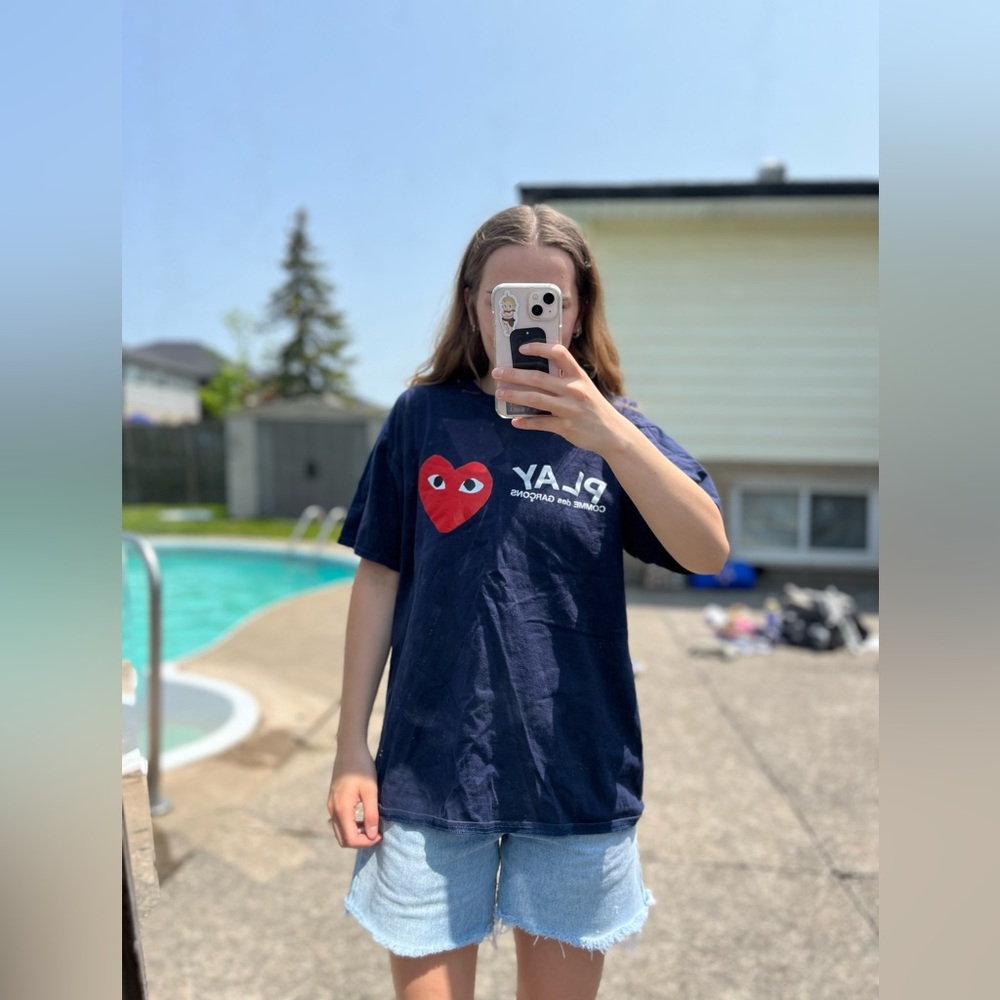 Cdg navy blue tee shirt